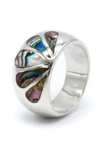 Abalone druppel zilveren ring