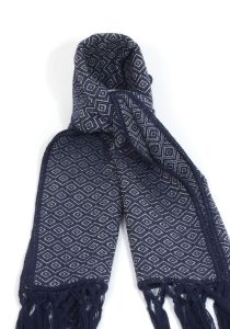 Luxe geometrische dubbelsjaal blauw